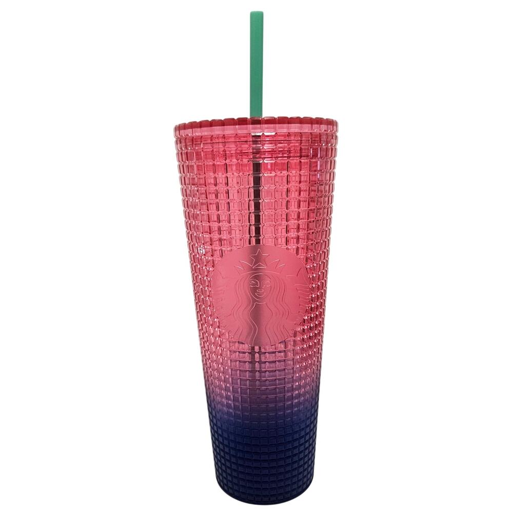 Starbucks 2022 Summer Watermelon Gradient Grid Venti 24 OZ Cold Cup Tumbler NWT